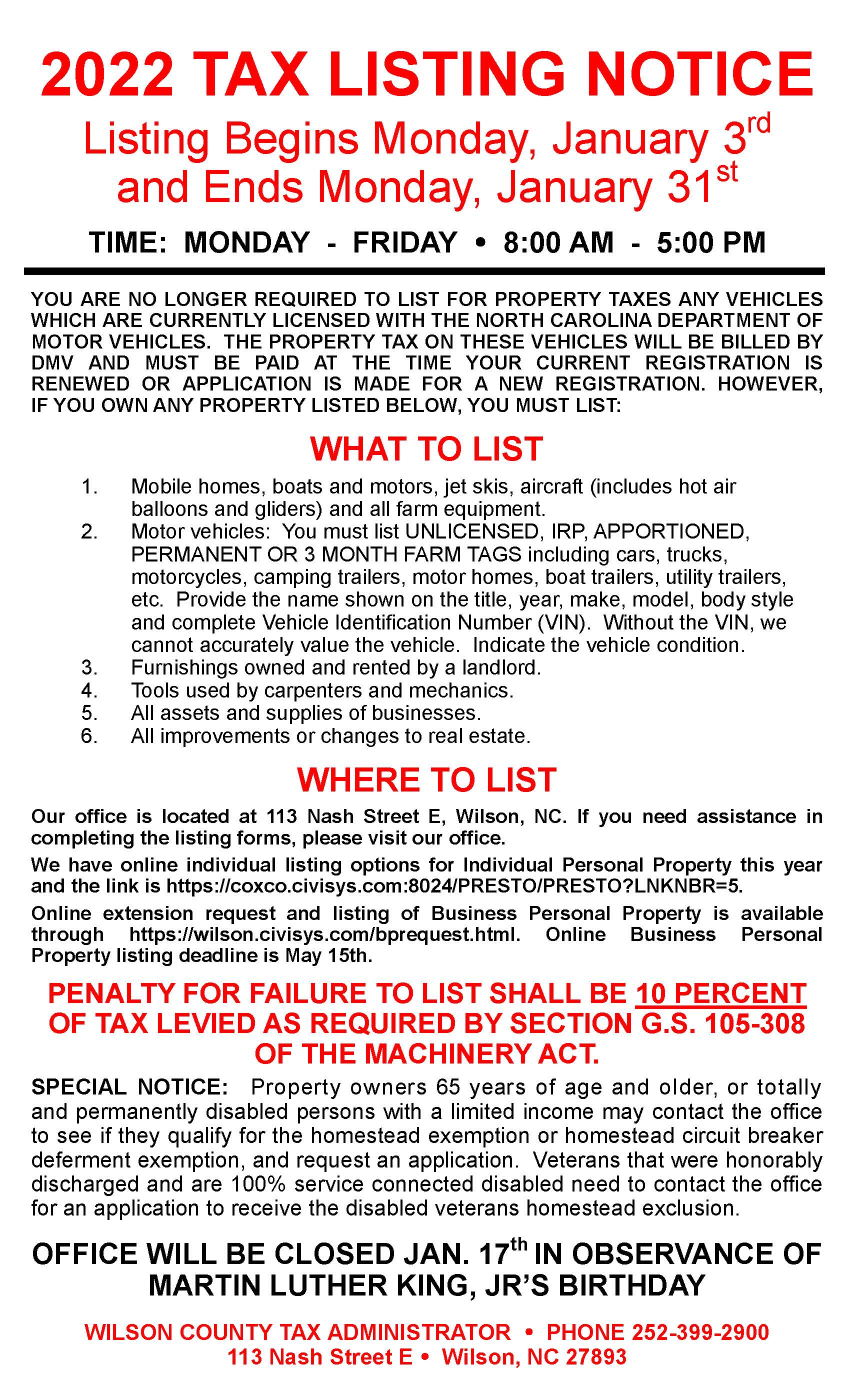 2022 Tax Listing Notice 12-7-21 - I had to upload this version for website calendar