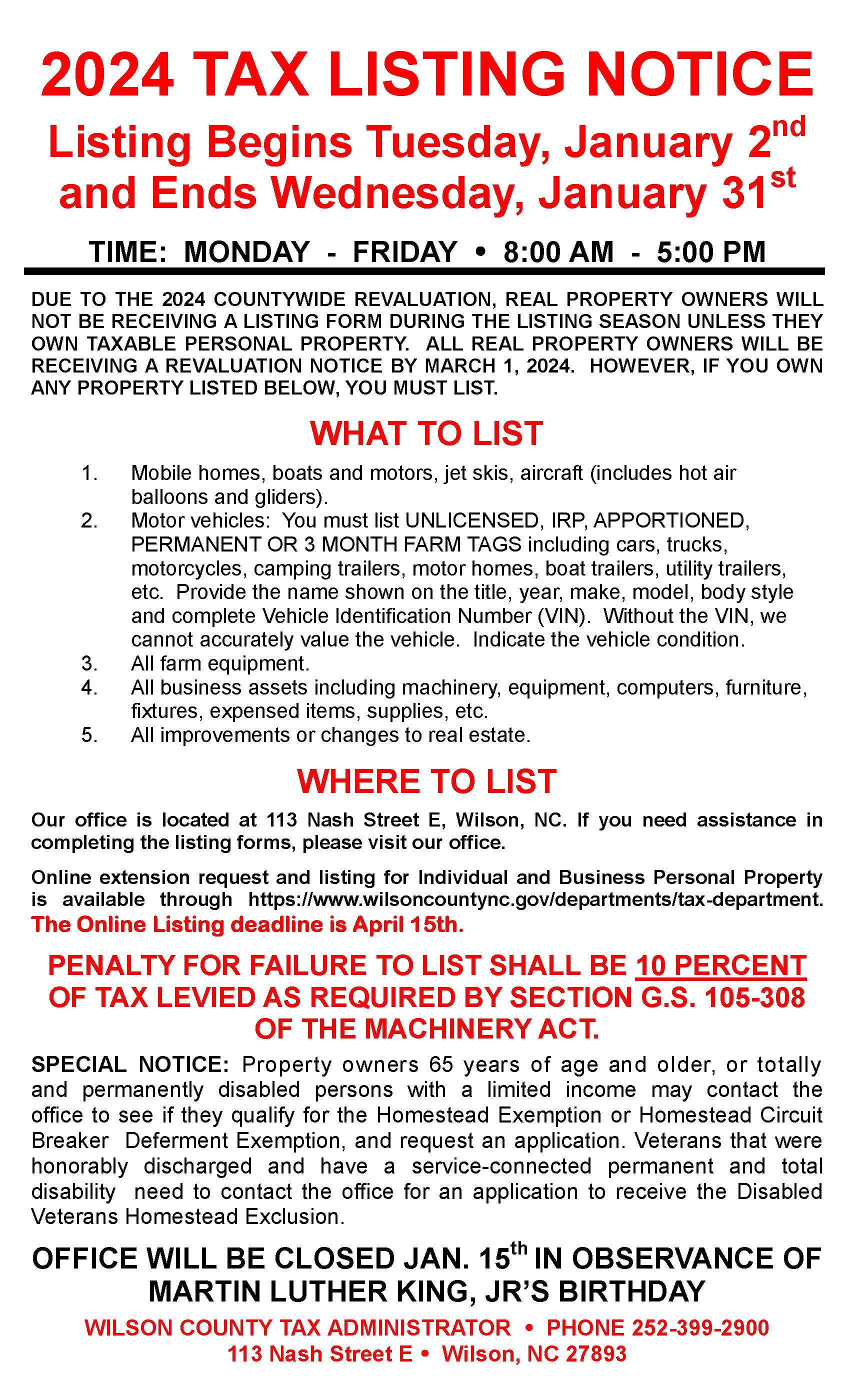 2024 Tax Listing Notice 12-7-23