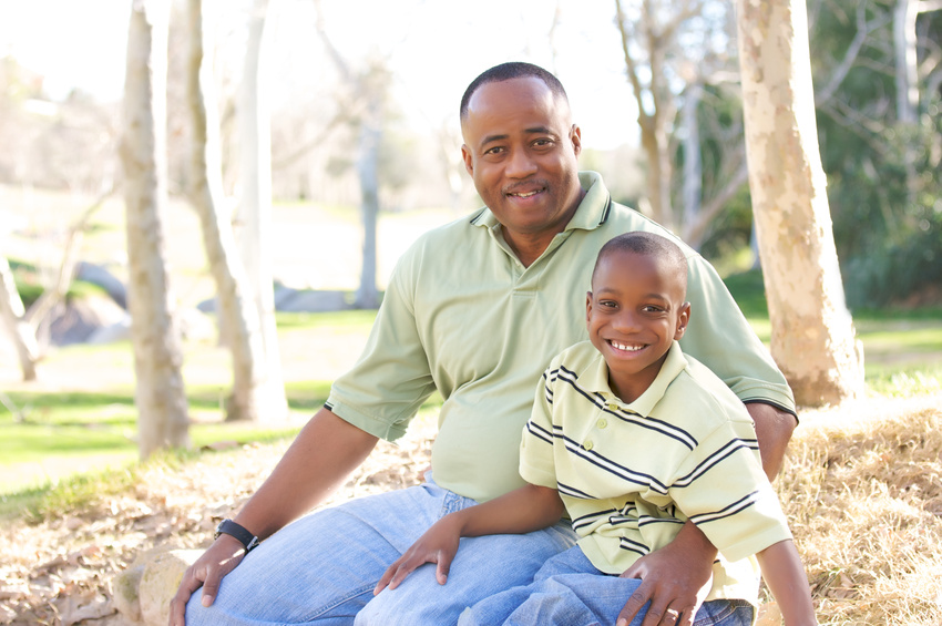 father and son in the park